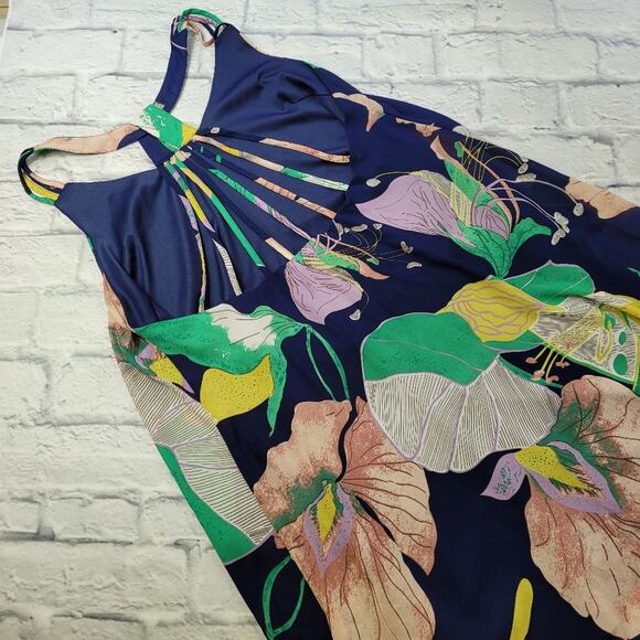 entro Navy Floral Strappy Dress size Large - Picture 5 of 14